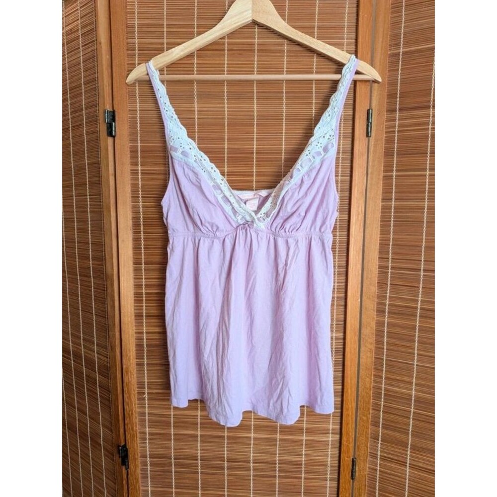 Y2K Victoria's Secret Lavender Lace-Trim Babydoll Cami Medium